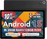 MUISOO Tablet, 10,4 Zoll Android 14 Tablet, 16 GB RAM 128 GB ROM 1 TB TF-Karte erweiterbar Octa-Core, Widevine L1, 1280 * 800 HD Touchscreen, Face ID, Bluetooth 5.3, WiFi 6, Schnellladung (Schwarz)