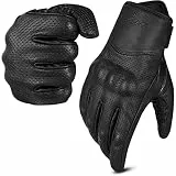 aaasportx Motorrad Handschuhe Herr Leder mit Touchscreen Funktion - Protektoren Motorradhandschuhe Herren & Damen für Sommer Atmungsaktiv Motorcycle Gloves mit rutschfesten Pads