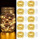 Diealles Shine 10 Stück Mini Lichterkette Wiederaufladbar, 2M 20 LED Kupferdraht Lichterkette Innen mit USB-C Kabel, Warmweiß Kleine Lichterketten für Weihnachten, Hochzeit, Party-Deko