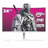 CRUA 24' Curved Gaming Monitor, 165Hz/200Hz Computer Monitor, FHD 1920x1080, 99% sRGB, AMD FreeSync, Blue Light Filter, for Gaming & Office, Wall Mountable- White