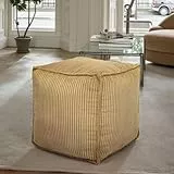 Louis Donné Fußhocker Fußkissen Sitz Pouf für Sitzsäcke Quadratisches Fußhocker Holster Bodenkissen für Kinder und Erwachsene Fußablage Sitzkissen Sitzhocker 45x45x45cm (Hellbraun)(ONLY Cover)