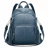 ALTOSY Echtleder Damen Rucksack Tasche Elegant Anti-Diebstahl Tagesrucksack Schultertasche (S81, Indigo Blau)