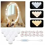 Aourow LED Schminklicht mit Schalter und 10 Dimmbaren Glühbirnen,Hollywood-Stil Spiegelleuchte LED,USB-Kabel-Design Make up Licht mit 6 Helligkeiten und 5 Farbmodi