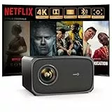 Beamer 4K Passend für Netflix Dolby Audio 35000L 1080P FHD Smart Beamer Heimkino, KI-Autofokus & Trapezkorrektur Jimveo Projektor mit Zwei-Wege Bluetooth WiFi6 Outdoor 300' Display Video Projektor