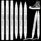 VORHOT 6 Stück Weiß Textilstifte Waschmaschinenfest, 1-5mm Dual Tip Textilmarker, Lichtecht und Wasserfeste Stifte Textilfarbe, Permanent Stoffmalstifte für T-Shirt Stoffbeutel Basteln
