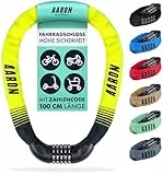 AARON Lock One Fahrradschloss mit 5-stelligem Zahlencode, Kettenschloss aus Stahl und hoher Sicherheitsstufe | Schloss für für E-Bike, Mountainbike, Trekkingrad, Tourenrad, Rennrad in gelb