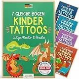 Famifidus +115 Hautfreundliche Temporäre Tattoos I 7 Gleiche Bögen I Dermatologisch SEHR GUT I Kinder Tattoo MADE IN GERMANY I Tattoos für Kinder (Lustige Monster & Drachen)