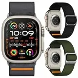 Finoriss Elastische Armbänder Kompatibel mit Apple Watch Ultra 2 49mm, Apple Watch Ultra 49mm, Series 9 8 7 45mm, Series 6 5 4 44mm 42mm, Nylon Stoff Sport Armband