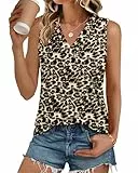 PLOKNRD Damen Tank Top Sommer Locker Oberteile Ärmellose V Ausschnitt Tops Shirts 2026 Leopardenmuster L