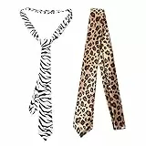 Amosfun Herren Krawatten Anzugzubehör Zebra-Leopardenmuster Krawatte Slim Neck Tie für Hochzeit Geburtstag Unisex Party Zubehör 2 Stück