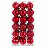Amosfun 36st Rote Weihnachtskugeln, 4 cm – unzerbrechlicher Weihnachtsschmuck aus Kunststoff für die Innen- und Außendekoration – ideal Weihnachtsbaumschmuck, für Partys und Festliche Feiern