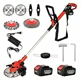 Rasentrimmer mit Akku und Unkrautbürste,4-in-1Freischneider Akku mit 2x4.0Ah Batterie, batteriebetrieben, tragbarer 21-V-Rasentrimmer,für Garden Trimmen