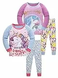 SOIBEEN Mädchen Pyjamas Set Mädchen Nachtwäsche Einhorn Pyjamas 100% Baumwolle PJs 5 Jahre Kleinkind Kleidung Langarm 4-teiliges Set