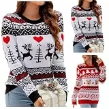 Bastwahl Norweger Pullover Damen original, Grobstrick Casual Sweater Elegant Pullover Oversized Langarm Sweatshirt Lose Oberteile Warm Einfarbig Wollpullover Strickpullover Lässiges Stricken Pulli