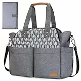Lekebaby Baby Wickeltasche Bote groß mit Wickelunterlage für Reise, Grau