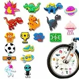 ZMaglorian Fahrradspeichen-Clips für Kinder – 18 bunte PVC Speichen Deko mit Weltraum, Dino & Alien Motiven – Lustiges Fahrrad Zubehör für Kinderfahrrad, Kreatives DIY Zubehör für Fahrrad