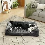 YITAHOME Hundebett Ergonomisches Hundesofa - 106x80 cm Hundecouch weicher Flanell,Dichte seitliche Polsterung,Geeignet für Hunde mittlerer und großer Größe,waschbar rutschfest Hundebetten, schwarz