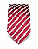 Vincenzo Boretti Herren Krawatte reine Seide gestreift edel Männer-Design zum Hemd mit Anzug für Business Hochzeit 8 cm schmal/breit weinrot