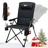 Portal Campingstuhl Faltbar Rückenverstellbar in 3 Positionen Klappstuhl 160 KG Belastbar Hohe Lehne Camping Anglerstuhl Gartenstuhl Liegestuhl Alu für Garten Balkon Picknick