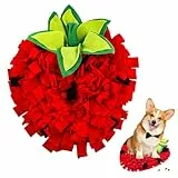 1Pcs Rot rutschfest SchnüFfelteppich Hund Futtermatte - 35 * 45 cm Einfach zu Reinigen Tiertraining Erdbeeren Design Vivifying Tierfein SchnüFfelteppich Hunde für Kleine Mittlere Hunde Welpen Katzen