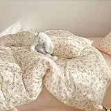 Covebett Bettwäsche 135x200 Beige Kleine Blumen Blätter Pflanzen Muster Bettbezug Blumenmuster Aesthetic Weiche Mikrofaser Renforcé Bettwäsche-Sets 2 Teilig mit Reißverschluss und Kissenbezüge 80x80cm