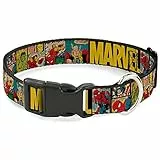 Buckle Down 'Marvel/Retro Comic Panels Kunststoff Clip Halsband, schwarz/gelb, 2,5 cm breit – passt 27,9–43,2 cm Nacken – Medium