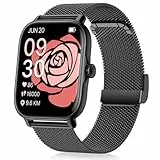 paybay Smartwatch für Männer und Frauen – Anrufe beantworten/Machen, IP68 wasserdichtes Fitnesstracker- und Schrittzähler-Armbanduhr, kompatibel mit Android und iOS (Casual, Schwarz, 1.91)