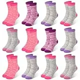 ZERULETS Kinder Jungen Mädchen Socken Baumwolle Sneaker Socken Kinder Crew Schulsocken Jungen Gestreifte Sportscoken 12 Paare 20-23 23-27 31-34 35-38 für 7-10 Jahre（5 Farbe