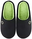 Mishansha Herren Damen Winter Hausschuhe Memory Foam Warm Leicht rutschfeste Indoor & Outdoor Pantoffeln mit Harte Sohle für Frauen Männer(Schwarz, 42/43 (Herstellergröße 290 mm))