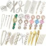 KEYRI 30 Stück Haarspangen Damen Haarspangen Perlen Mädchen Haar Pin Süße Haarschmuck Hair Clip Nahtlose Haarspange Glitzer Kristall Geometrische Haarnadel Haar Accessoires für Haarstyling (30 Stück)