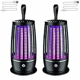 Mozzguard Mosquito Zapper, 2024 Neue Moskito Lampe Mückenlampe Mosquito Killer mit UV-Lampe, 2 Arbeitsmodi Mückenkiller und Nachtlicht, USB Wiederaufladbare Insektenlampe (Schwarz x 2)