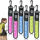 LED Blinklicht Reflektierende Anhänger, Reflektierende Lichtband Reflektor Anhänger, 3 Modi LED Kinder Sicherheitslich (6, gelb, blau, rosa, Universal)