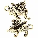 NUOBESTY 2 Stück Kylin Feng Shui Tischdekorationen aus Messing Glücksbringer für Zuhause Büro und Geschäft Langlebige Farbbeständige Glückverheißende Kylin Statuen