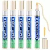 5 Stück Beige Fugenstift，Fugenmörtel Fliesen Stift Fugen Stift Wasserfest，fliesen Fugen Reparatur Mit Ersatzspitze，fugenstift Beige Wasserfest Fliesen Für Wiederherstellung Wand Boden Badezimmer