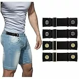 BELTROAD Gürtel ohne Schnalle für Herren Damen, Elastischer Ledergürtel Unsichtbarer Schnallenfreier Gürtel für Herren Damen, 2 x Schwarz und 2 x Schwarz2, Fit 2 loop distance 21-30 cm