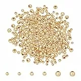 UNICRAFTALE 300 Stück 3 Stile 18K Vergoldete Metall Abstandsperlen 2-3mm Rund Goldene Lose Perlen Kleine Metallperlen Für DIY Armband Halskette Schmuckherstellung Basteln