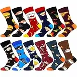 WeciBor Bunt Lustige Herren Socken Neuheit Verrückte Motiv,12 Paar Mehrfarbig Lebensmittel,Größe 39-42