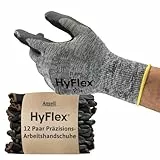 Ansell HyFlex 11-801 Professionelle Arbeitshandschuhe, Rutschfeste Nitril-Beschichtung, Industrie-Schutzhandschuhe für Mechanik, Werkstatt und Montage, Waschbare, Schwarz, Größe L (12 Paar)