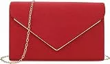 BBjinronjy Clutch Für Hochzeit Kettentasche Damen, handtaschen damen klein,elegant Samt Clutch Umschlag Crossbody Klassisch Tasche Abendtasche Hochzeit (Rot)