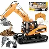 FORMIZON Löffel Hydraulikhammer Holzgreifer 3-in-1 2.4GHz Ferngesteuerter Bagger ab 8 Jahre, 1:14 Maßstab 15CH Anbaugeräte aus Metalllegierung Bagger Spielzeug ab 8 9 10 11 12 Jahre Jungen Geschenk