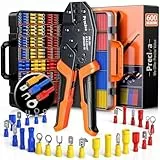Preciva Crimpzange Set mit 600 Teilen (490 Kabelverbinder + 110 Schrumpfschläuche) aderendhülsen set für 0.5-6mm² - rgonomische Ratschen-Crimpzange mit Aufbewahrungskoffer für Auto, Elektro, Haushal