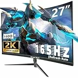 Great voell 27-Inch Curved Gaming Monitor, 165Hz, 2K QHD (2560x1440P), HDR, 99% sRGB, FreeSync, Anti-Blue Light, VESA Mountable, HDMI 2.0 & DP 1.4, Tilt Adjustable, 16:9 PC Screen