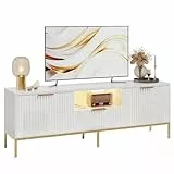 Bestier TV-Schrank für 55/60-Zoll-Fernseher, modernes Entertainment-Center mit Stauraum, Medienkonsole mit Wellenmuster für Wohn- und Schlafzimmer, strahlendes Weiß