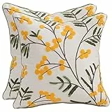Tosleo 2 Stück Kissenhülle Bestickte Wurfkissenbezüge 45 x 45 cm für Dekorative Gartenlounge Sofa Dekokissen Wohnzimmer Schlafzimmer 2 Stück Set Kissenbezüge Blumenmuster