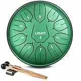 Steel Tongue Drum 6 Inch 11 Notes, LEKATO Steel Alloy Drum D Major Beginner Zen Drum Percussion for Meditation Yoga Musical Education, Best Gift for Adult& Kids, Jade Green, BC-862GR