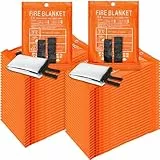 Copkim 50 Stück Notfall-Feuerlöschdecken, 99 x 99 cm, Feuerlöschdecke, vorbereitete Fiberglas, feuerhemmende Decken für Zuhause und Küche, Sicherheit, Camping, Schule (orange)