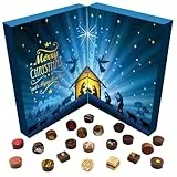 Hallingers Heiligabend - Adventskalender Pralinen Geschenk handmade ohne Alkohol aus Edelkakao Schokolade (Box) - Geschenk im Sommer & als perfektes Grillgeschenk | Glückwunsch Chanukka Freundschaft G