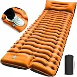 Yuzonc Isomatte Selbstaufblasend, Ultraleichte Luftmatratze Camping mit Fuß Pumpe & Kissen, Kompakte Größe Camping Matratze für Rucksacktourismus, Wandern und Reisen (Orange)