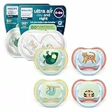 Philips Avent ultra air Day & Night Schnuller – kiefergerecht geformtes Design, für Babys, 0–6 Monate, leuchtet im Dunkeln, weicher, symmetrischer Silikonsauger, BPA-frei, 4er-Pack, SCF087/22
