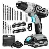 Cecotec Akku-Bohrschrauber CecoRaptor Perfect Drill 2020 Advance, 20 V 2000 mAh, 46 Nm, 2 Gänge 0-400/0-1550 rpm, 25+1 Stufen, 2-13 mm Schnellspannfutter, LED, Koffer mit 20 Bits + 20 Bohrern